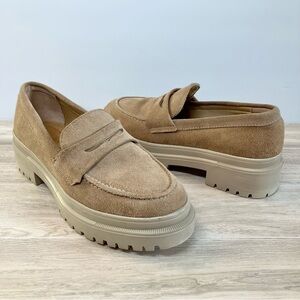 PATINA Zoe Suede Chunky Platform Penny Loafer Lug Sole Creeper Shoe Preppy 8.5